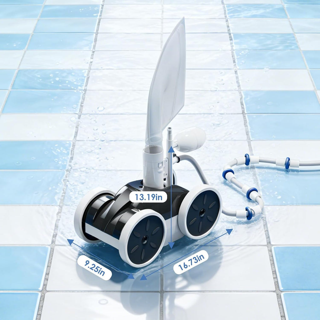 Upgrade Pool Pressure Side Sweeper: Professional Solution for Cleaning Your Swimming Pool (Four Wheels Better Than Three)