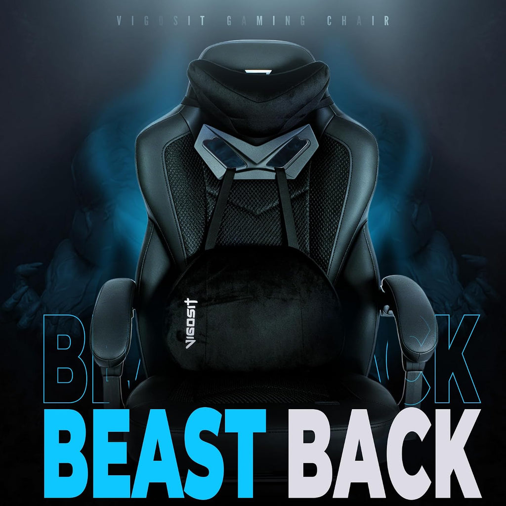 Vigosit Gaming Chair PRO: High-Performance Ergonomic Chair with Full Mesh, Patented 3D Lumbar Support, Retractable Footrest & 400 lbs Metal Frame for Elite Gamers (Black 03Pro)