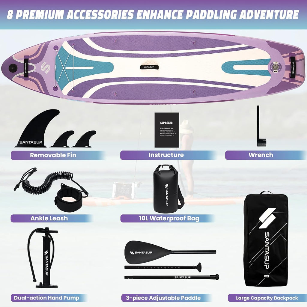 10'6'/11'Wide Inflatable Stand Up Paddle Board for Adults & Youth of All Skill Levels, with Premium SUP Paddleboard Accessories, Anti-Slip EVA Deck