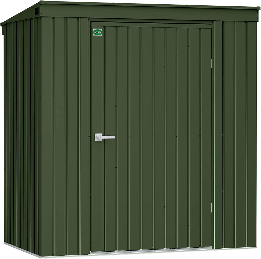 Scotts 6' x 4' Garden Storage Shed Outdoor Lockable Water-Resistant Steel Building with Tool Hanger and Pent Roof, Green