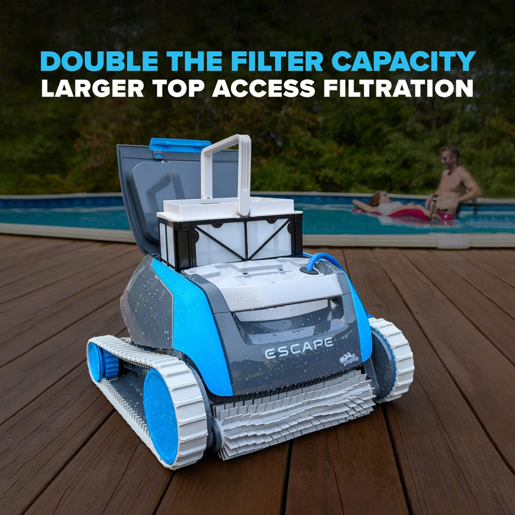 Dolphin Escape Robotic Pool Cleaner (2026 Model) — Massive Top-Loading Filter, Dual Motors, HyperBrush, HyperGrip Tracks, Smart Navigation — for Above Ground & In-Ground Pools up to 33ft