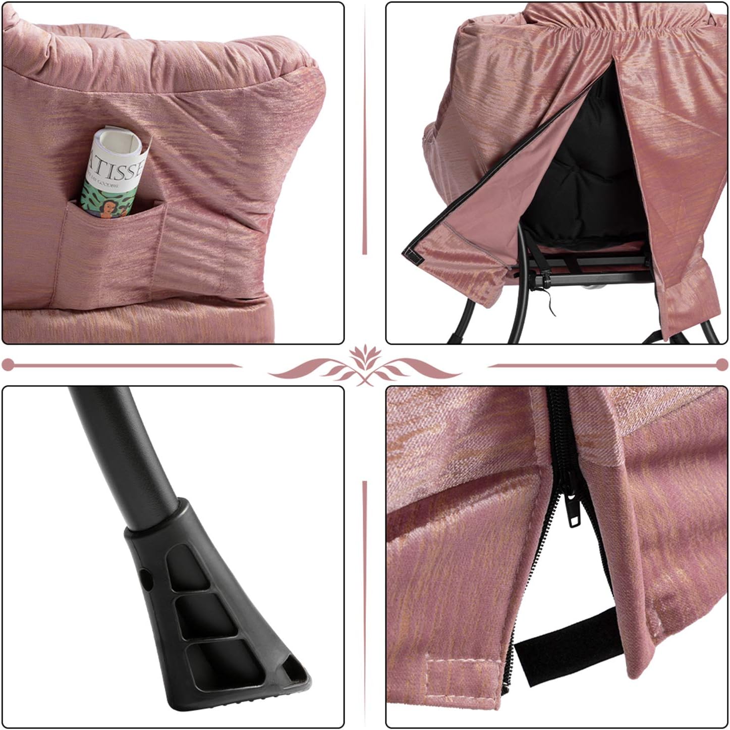 HollyHOME Lazy Chair with Armrest and Side Pocket, Comfy Accent Lounge Chair,Leisure Sofa Armchair for Living Room, Bedroom, Dorm, or Small Spaces, Oversized Reading Sofa Chair,Velvet Gilding Pink