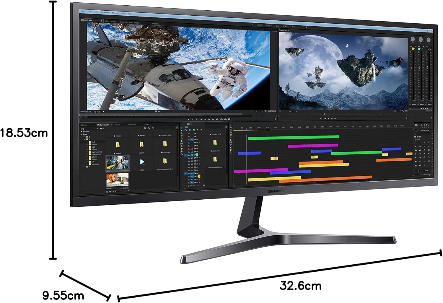 SAMSUNG 34-Inch SJ55W Ultrawide Gaming Monitor (LS34J550WQNXZA) – 75Hz Refresh, WQHD Computer Monitor, 3440 x 1440p Resolution, 4ms Response, FreeSync, Split Screen, HDMI, Black