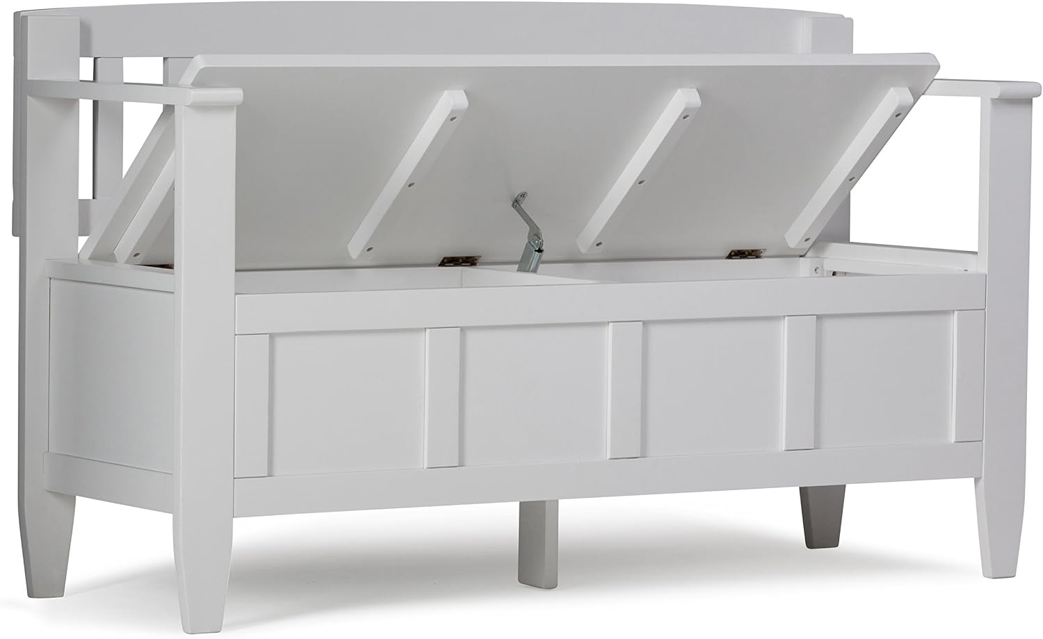 SIMPLIHOME Brooklyn Entryway Storage Bench - 48 inch Wide Solid Wood Hallway Bench in White, Contemporary Mudroom Bench for Entry or Foyer with Lift-Up Lid and Spacious Hidden Storage