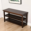 CONSDAN Wood Shoe Bench Rack, USA Grown Hickory, Entryway Bench with Shoe Storage, Mud Room Bathroom, Front Door, Outdoor/Indoor, Dark Walnut(Black)