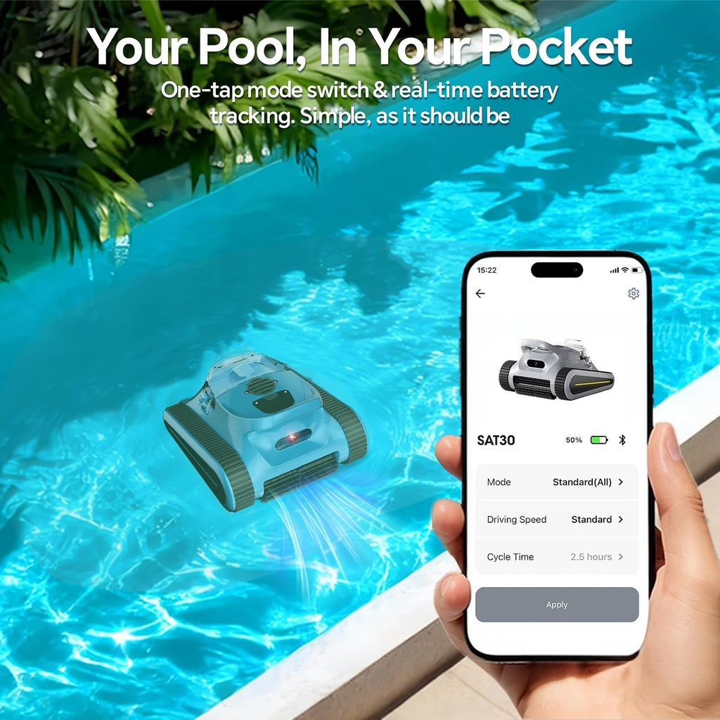Pool Vacuum for Inground Pools & Above Ground Pool, Cordless Robotic Pool Cleaner with 180W Brushless Motor, 3-Hour Runtime, Wall-Climbing Pool Robot Scrubber for Pools up to 2150 Sq.Ft.