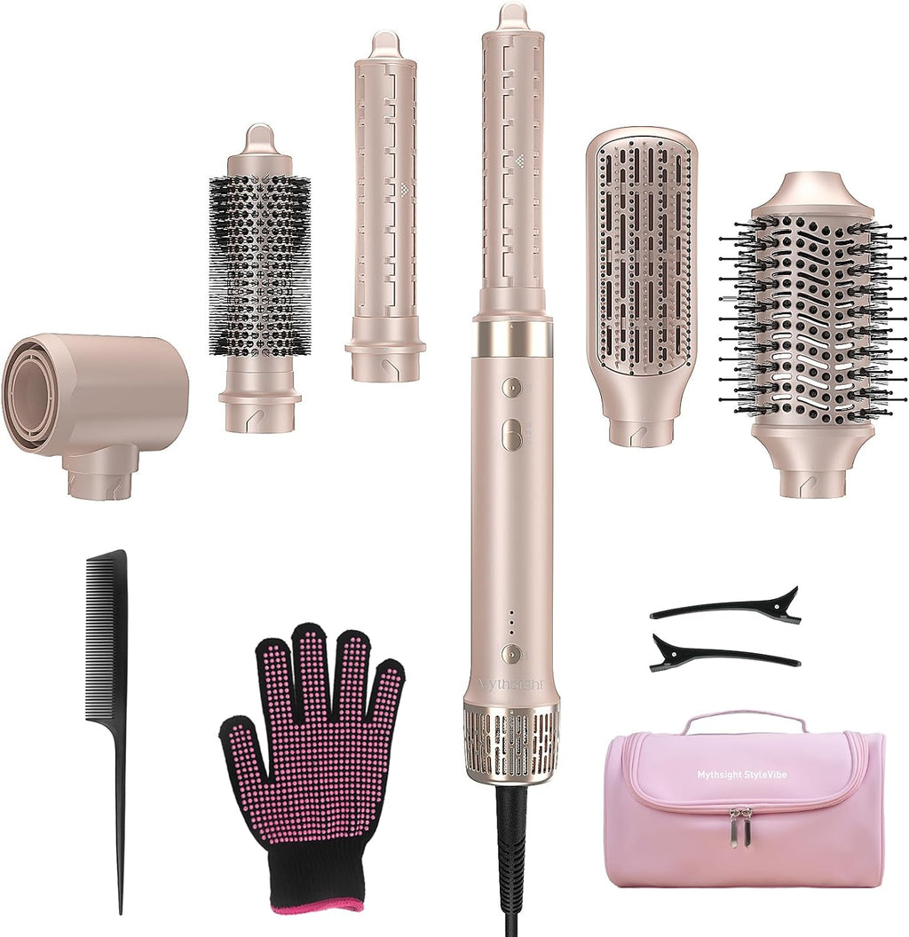 StyleVibe 6-in-1 Air Styler, Hair Dryer & Blow Dryer Brush with Auto Wrap Curl L/R, Fast Drying, Smooth Blowouts, Root-Lift Volume, No Heat Damage Frizz-Free Thermal Brush with Travel Bag