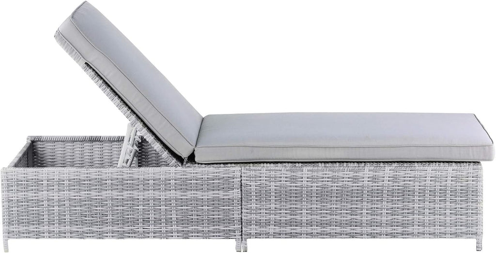 Elle Decor Vallauris Patio Outdoor Furniture Collection, Premium All Weather Wicker, Storage Chaise Lounge, Gray