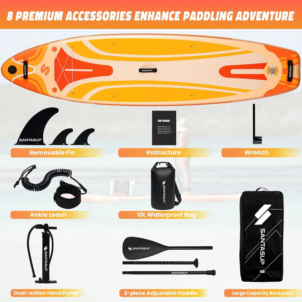 10'6'/11'Wide Inflatable Stand Up Paddle Board for Adults & Youth of All Skill Levels, with Premium SUP Paddleboard Accessories, Anti-Slip EVA Deck