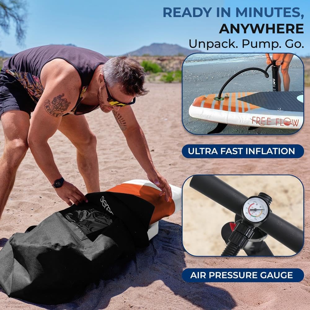 SereneLife Inflatable Stand Up Paddle Board - Wide Stable Design, Non-Slip Deck for Adults & Youth with Premium Paddle Board Accessories: Carry Bag, Dual Action Pump, Paddle, Ankle Leash