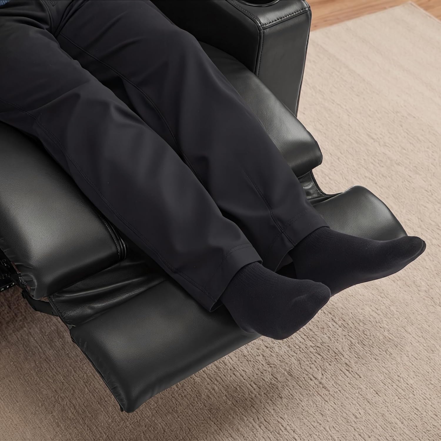 MCombo Oversized Power Recliner Chair with Adjustable Headrest & LED Light for Adults, Zero Gravity Recliner with USB & Type C Ports, Cup Holders for Living Room & Home Theater, Faux Leather HTS401