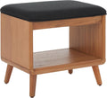 SAFAVIEH Home Collection Solo Black/Natural Open Shelf Bench with Cushion
