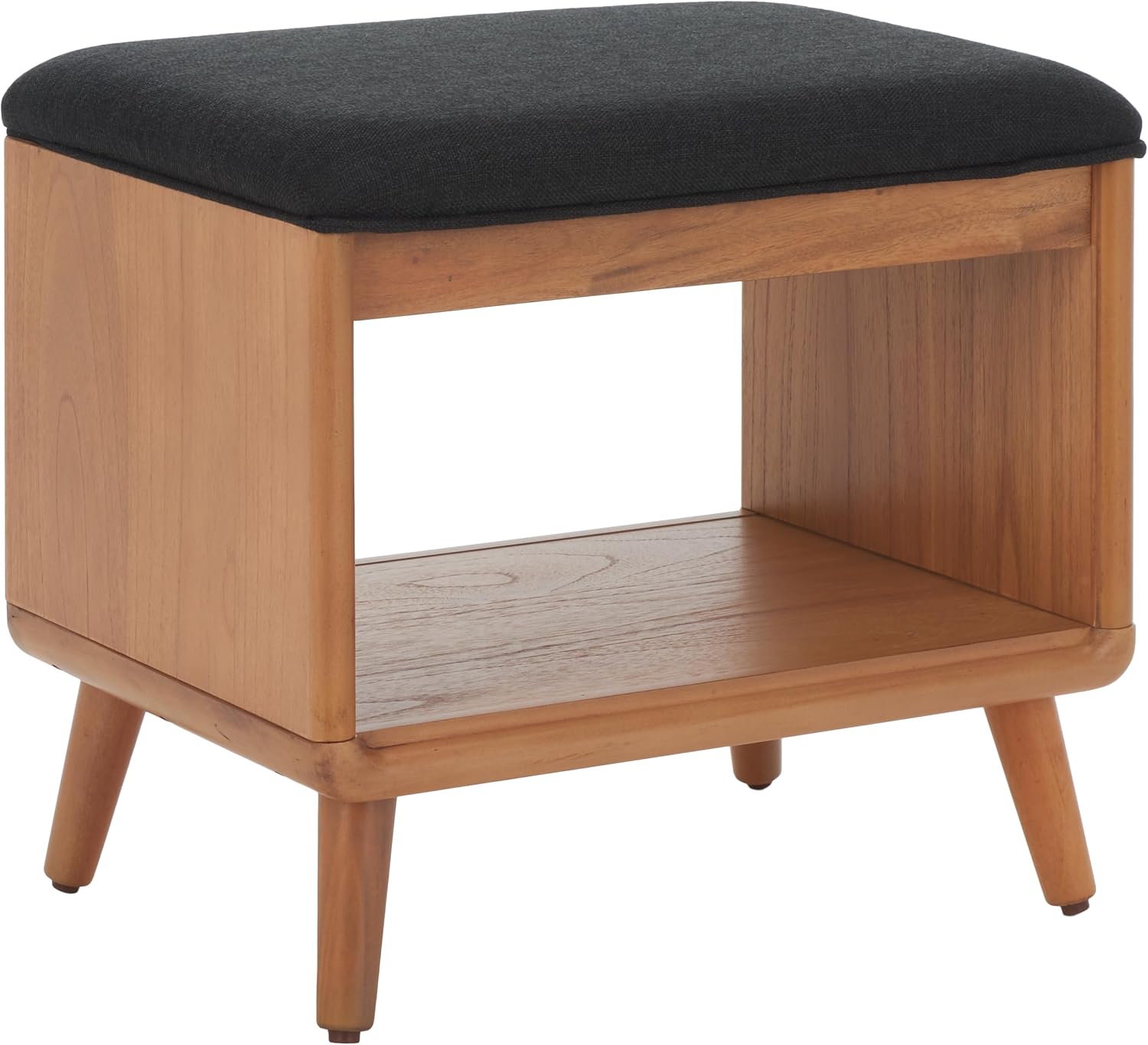 SAFAVIEH Home Collection Solo Black/Natural Open Shelf Bench with Cushion