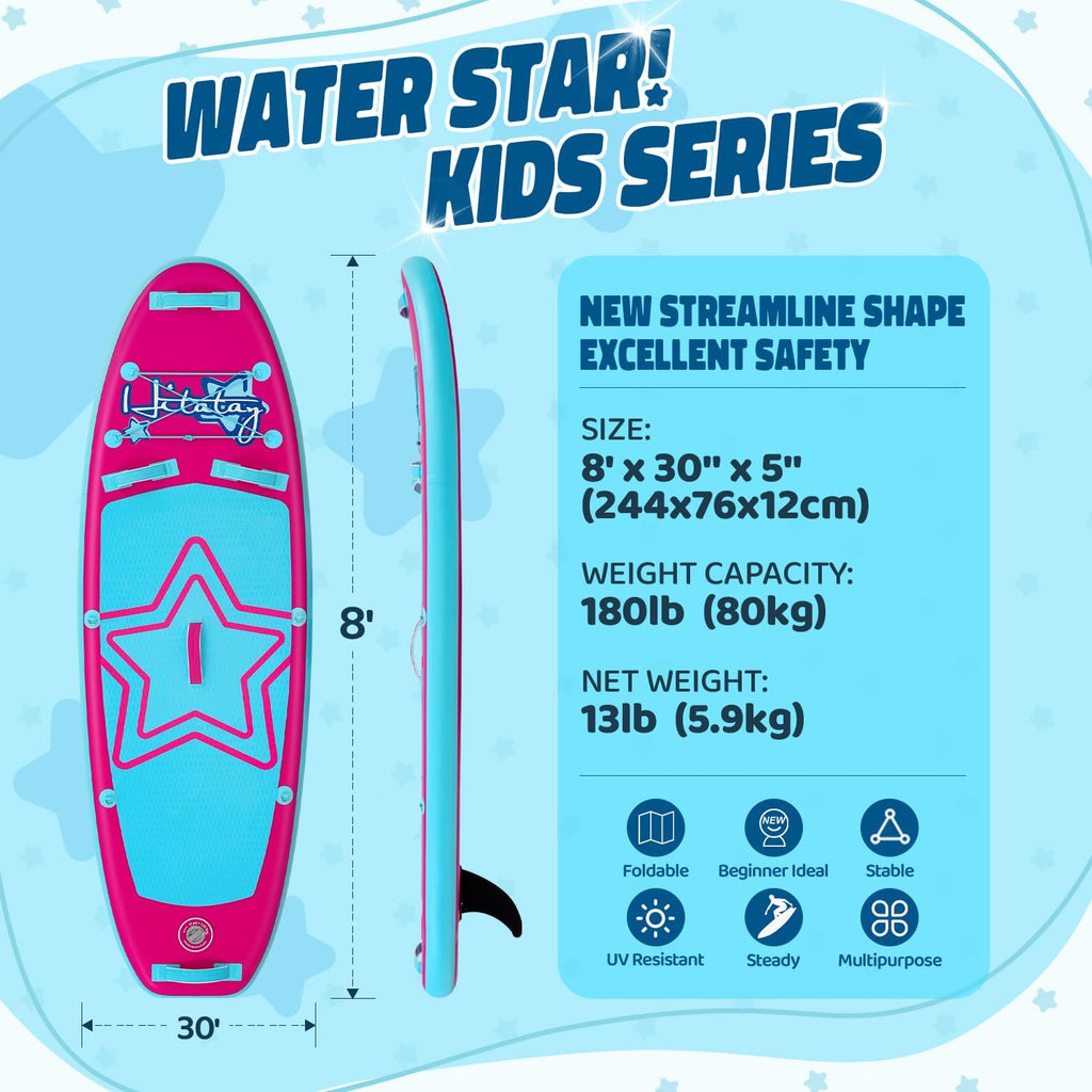Kids Paddle Board with SUP Accessories, Child Paddle Board Durable, Lightweight, Stable Design, Wide Non-Slip Deck, 7ft 7.6ft 8ft 9.6ft Inflatable Paddle Boards for Kids & Youth