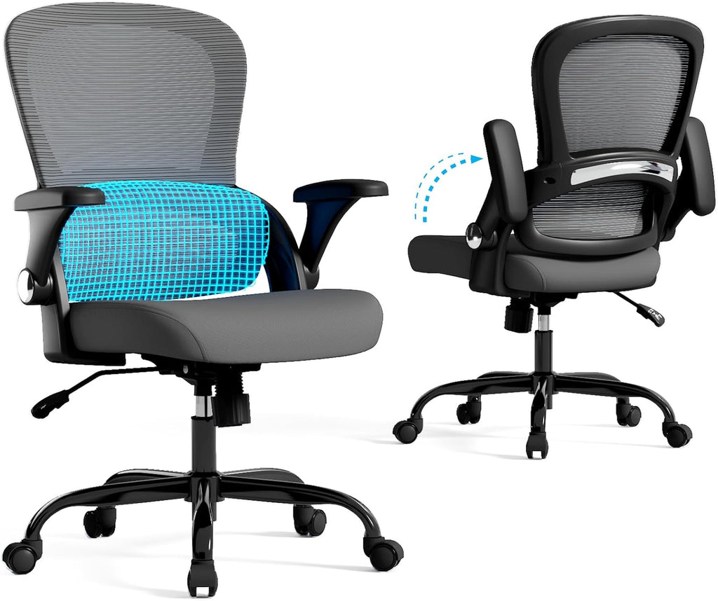 TRALT Office Chair - Ergonomic Office Chair with Back Support, Home Office Desk Chairs, 330lbs Wide Seat Big and Tall Office Chairs, Comfy Desk Chair for Work, Study, Office, Gaming (Black Grey)