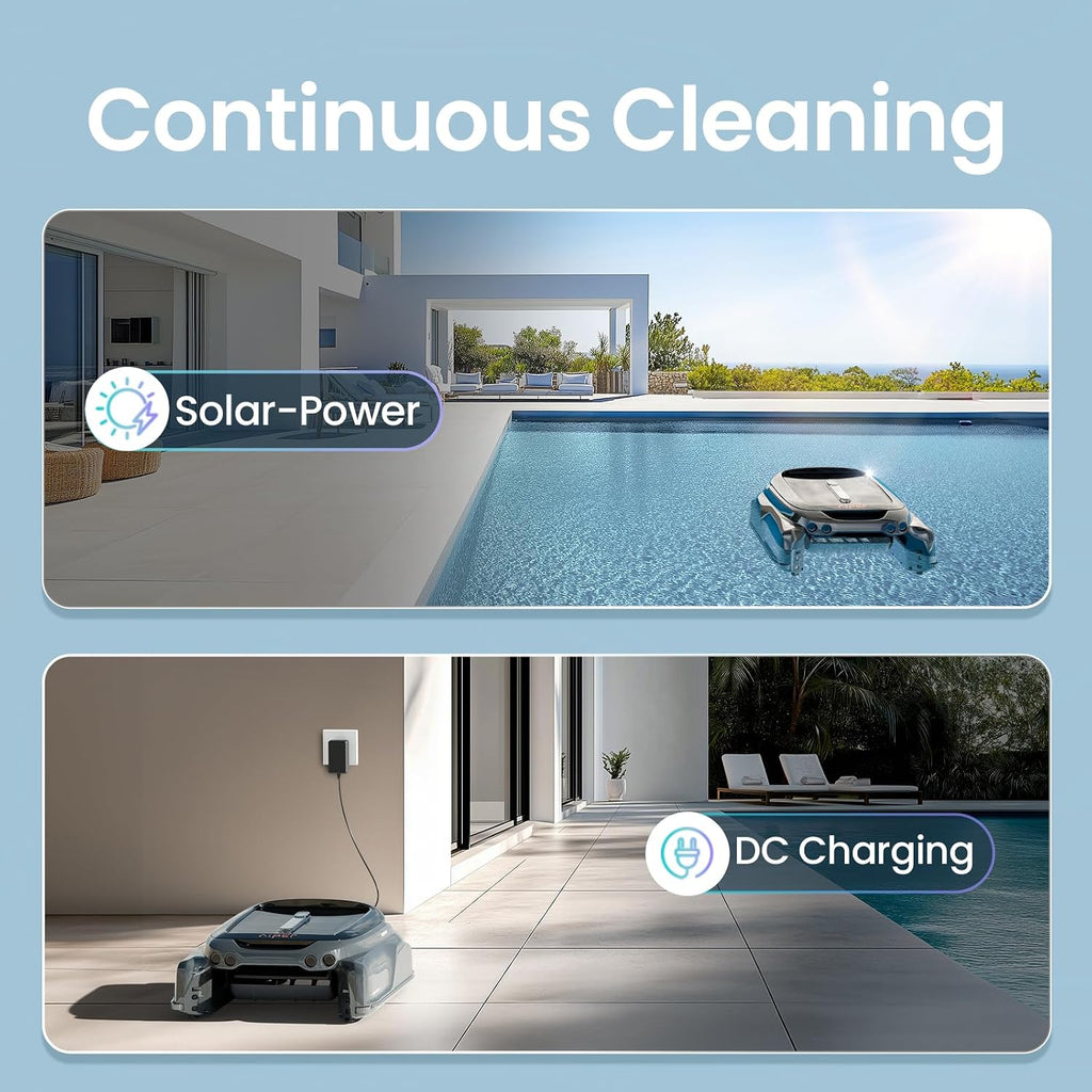 (2024 Upgrade) AIPER Surfer S1 Solar Powered Robotic Pool Skimmer with APP Support, Monitor Pool Temperature, 12 Hour Battery Life, Dual Charging Modes, Ideal for All Swimming Pool Types