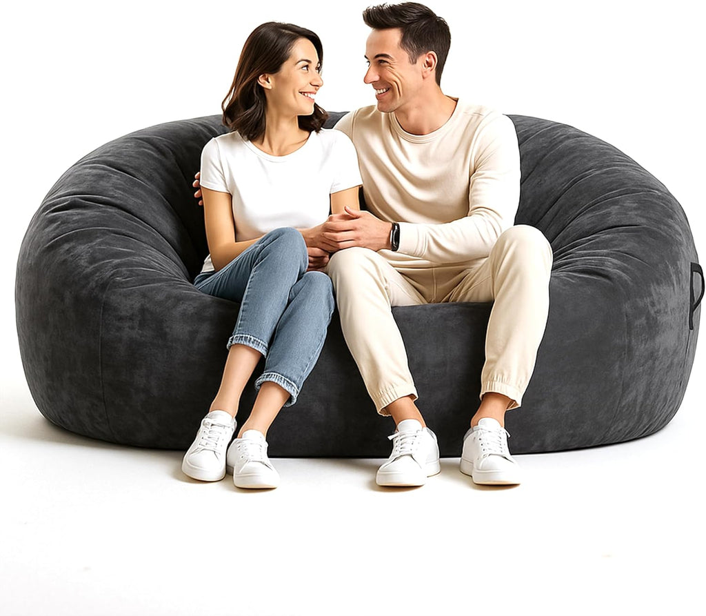 Codi 6FT Bean Bag Chair for Adults – Oversized Foam Floor Lounger with Washable Cover – Comfy Seating for Living Room, Dorm, or Media Room – Grey