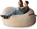 Big Joe Fuf 7Ft Giant Foam Bean Bag Chair, Oversized Couch with Removable Cover for Kids, Teens, Adults, Vanilla Latte Corded Plush, 7 Foot