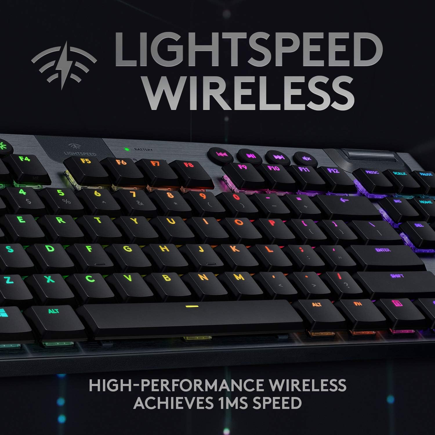 Logitech G915 TKL Tenkeyless Lightspeed Wireless RGB Mechanical Gaming Keyboard, Low Profile Switch Options, Lightsync RGB, Advanced Wireless and Bluetooth Support - Tactile,Black