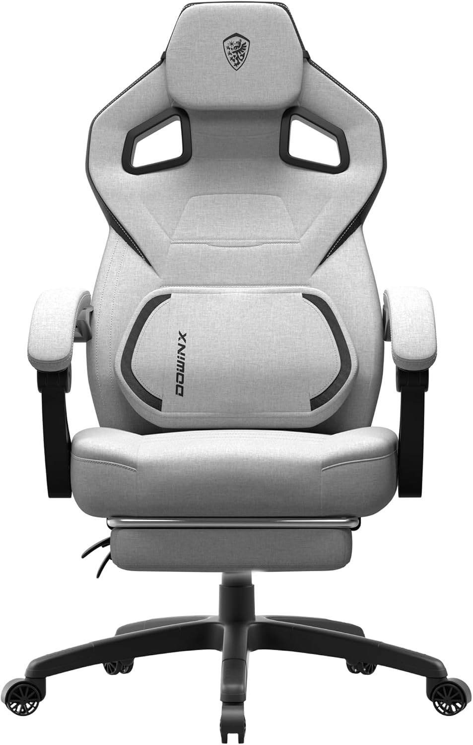 Dowinx Fabric Gaming Chair with Footrest, 350lb Big and Tall Gamer Chair, Wide Seat Ergonomic Computer Chair with Lumbar Massage Support, Wide Back Office Chair for Heavy People(Grey)