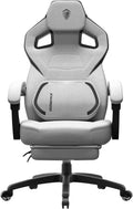 Dowinx Fabric Gaming Chair with Footrest, 350lb Big and Tall Gamer Chair, Wide Seat Ergonomic Computer Chair with Lumbar Massage Support, Wide Back Office Chair for Heavy People(Grey)
