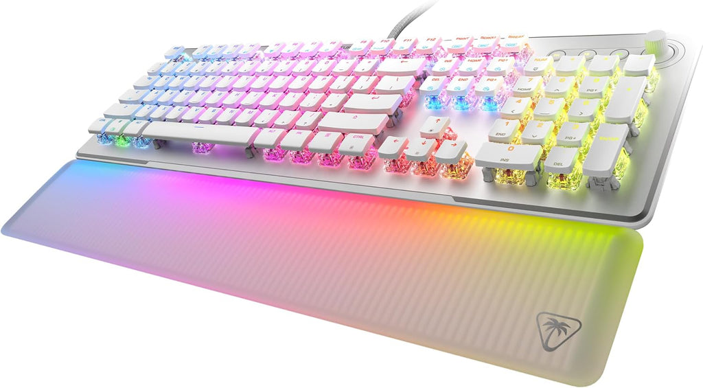 Turtle Beach Vulcan II Max – Optical-Mechanical PC Gaming Keyboard, Customizable RGB Illuminated Keys and Palm Rest, Smart Keys, Titan II Smooth Linear Switches, 200M Keystroke Durability – White