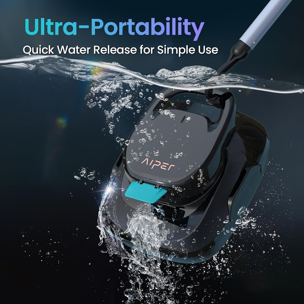 AIPER Scuba SE 2025 Cordless Pool Cleaner, Upgrade 95-Min Runtime, Smart Self-Parking, Pool Vacuum for Above-Ground Pools up to 860 Sq.ft, Black