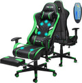 Douxlife 7-Point Massage Gaming Chair with Footrest, 400lbs Heavy Duty Ergonomic Computer Chair, 175° Reclining High Back Racing Seat for Adults with Adjustable Armrests & Lumbar Support, Green