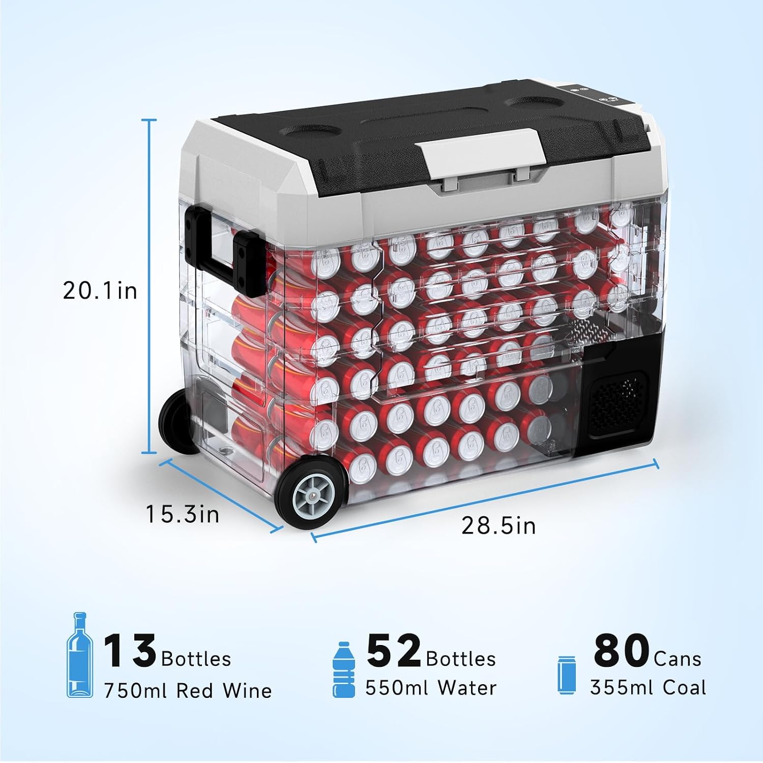 SubSun Electric Cooler, 58QT Car Refrigerator, Portable Freezer 12V/24V DC and 110-240V AC, Plug in Coolers for Vehicles with Wheels, 12 Volt Car Fridge -4℉~68℉