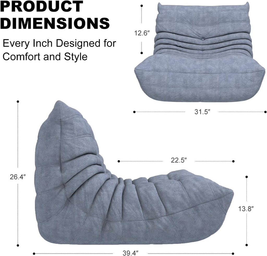 Snug Sofee Bean Bag Chairs for Adults, Bean Bag Sofa - Adult Size with Soft Waterproof Fabric for Living Room, Apartments, Reading Corner, Gaming, and Movie Venue (Gray)
