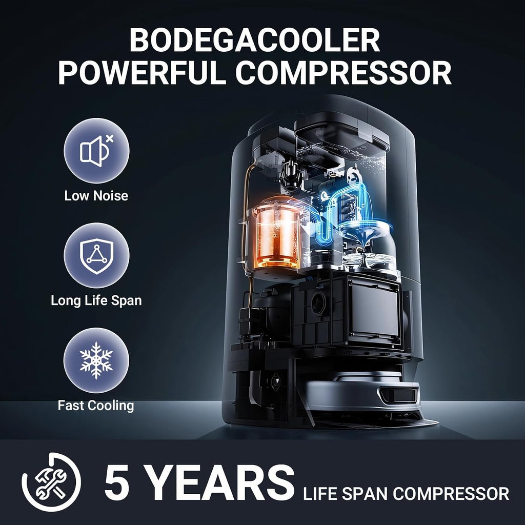 BODEGA BODEGACOOLER 12 Volt Car Refrigerator, Portable Car Fridge, Small Freezer with 12/24V DC(-4℉~68℉), 16 Quart Car Cooler for Outdoor, Vehicles, Camping, Travel