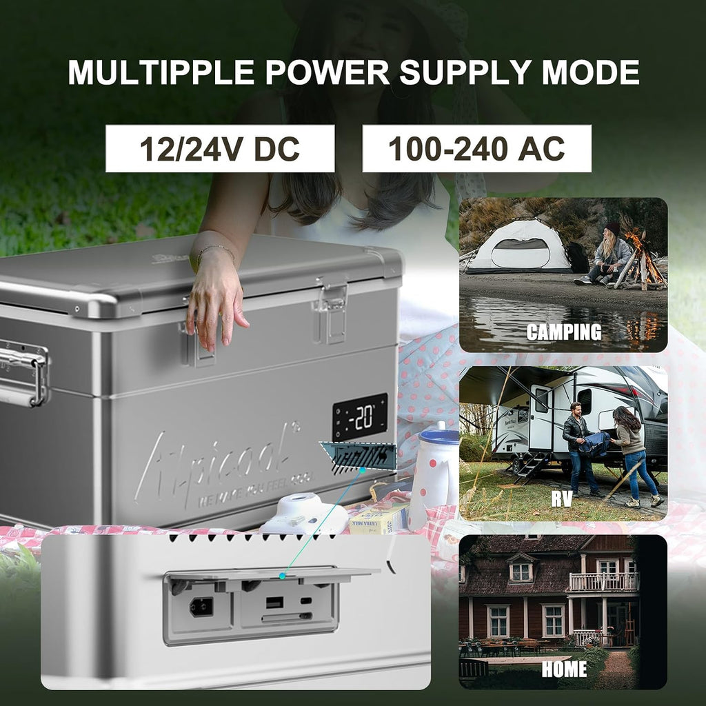 Alpicool MF35 Portable Car Refrigerator,12 Volt Car Fridge Freezer, 40 Quart (37.5 Liter) Fast Cooling 12V -4℉~68℉, 12/24V DC and 100-240V AC for Outdoor, Camping, RV, Truck