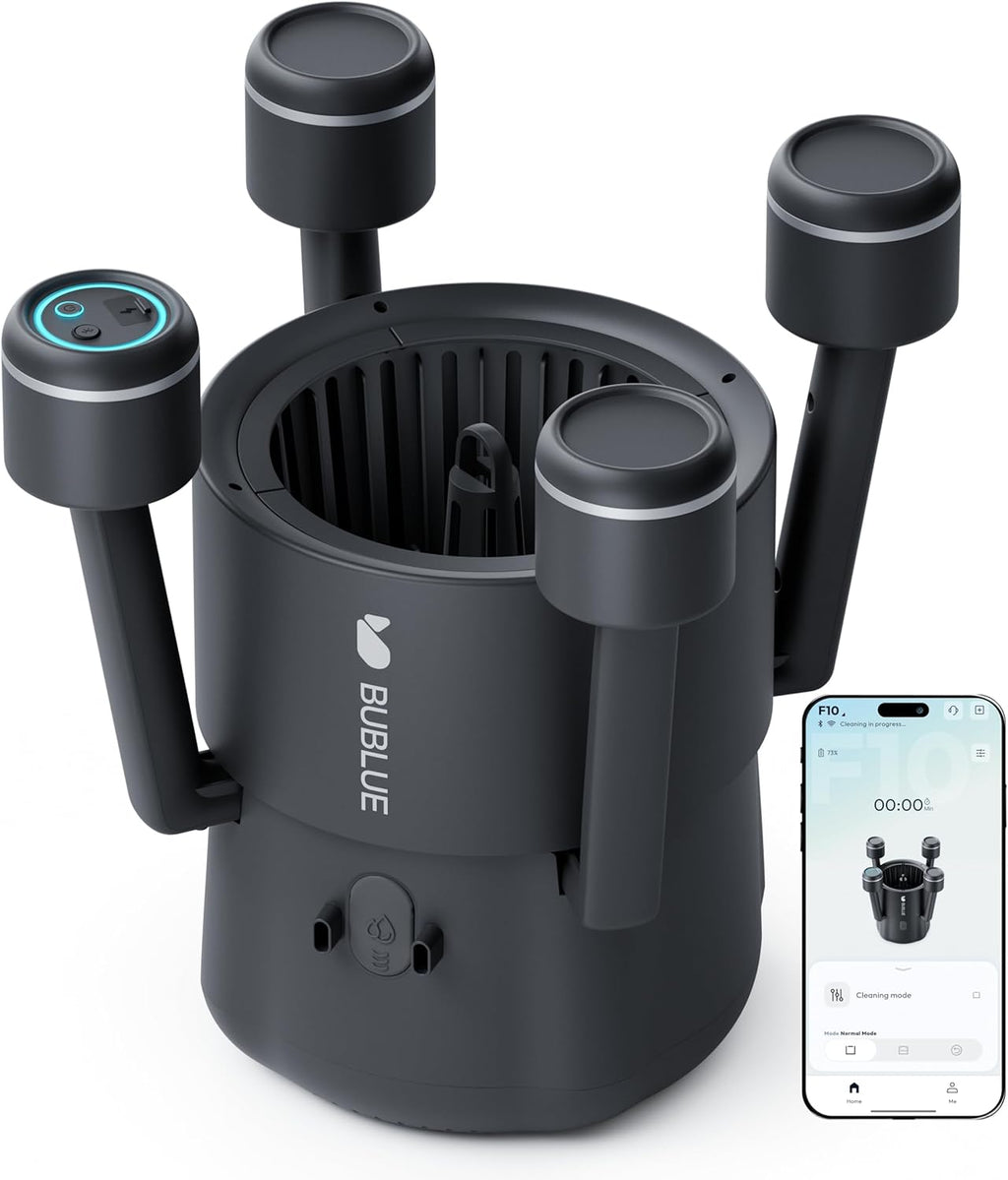 BUBLUE F10 Robotic Surface Skimmer, Pool Cleaner with Powerful Suction, Dual Motor, 5L Filter, Dual Cleaning Modes,App Control,One-Tap Docking, AI Navigation, Ideal for In-Ground & Above-Ground Pools