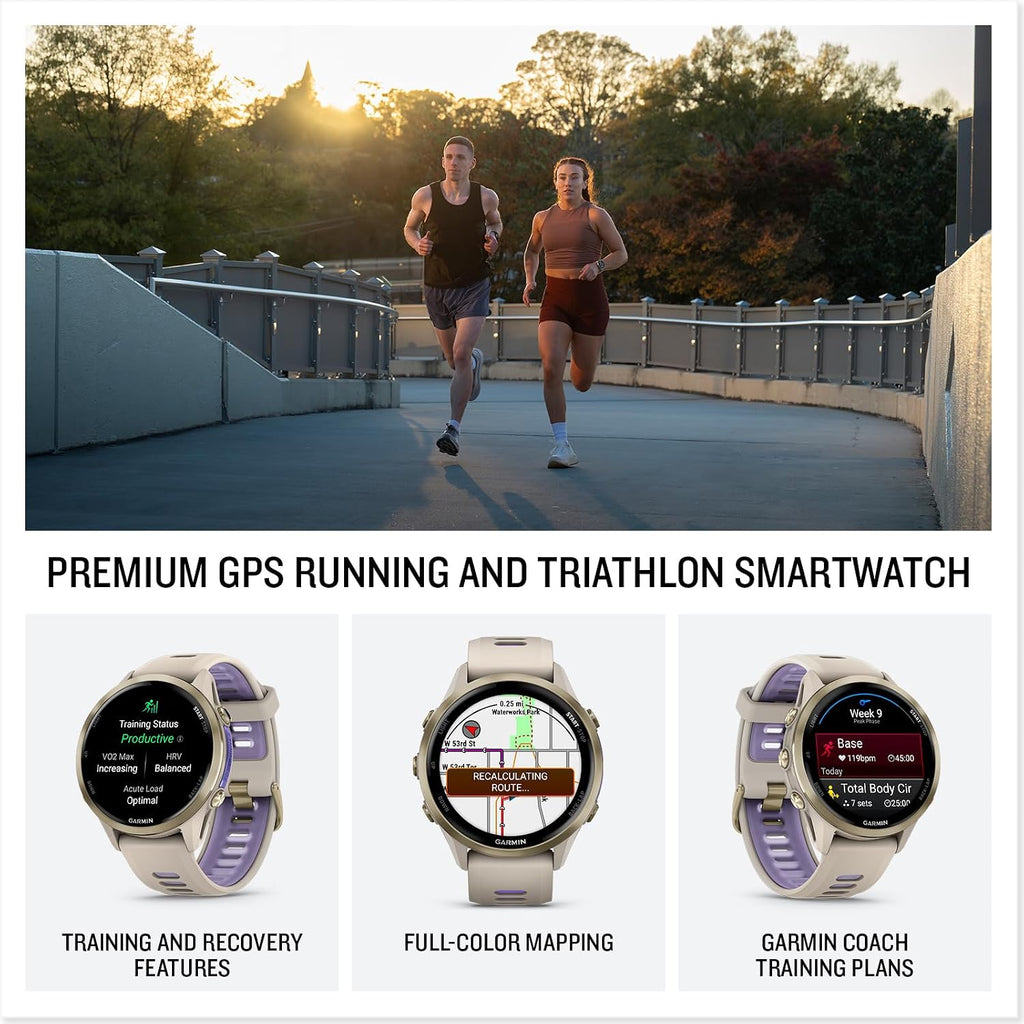 Garmin Forerunner 970 GPS Running Smartwatch, French Gray | Premium Training & Recovery, Sleep Coach, Heart Rate, Download Music, Up to 15 Day Battery | Signature Series Charging Stand Bundle