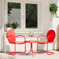3 Piece Bistro Set, Anti-Rust Table and Chairs Set of 2, Waterproof Retro Metal Chairs for Outdoor Indoor/Porch/Lawn/Balcony（Red）