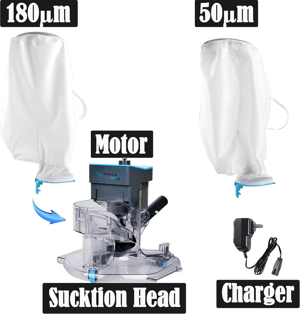 55 High-Power Cordless Pool Vacuum Cleaner for Inground & Above Ground Pools | MAX 75-Min Runtime, XL 24 GPM Suction for Heavy Debris | Includes 2 Extra Large (10L) Filter Bags
