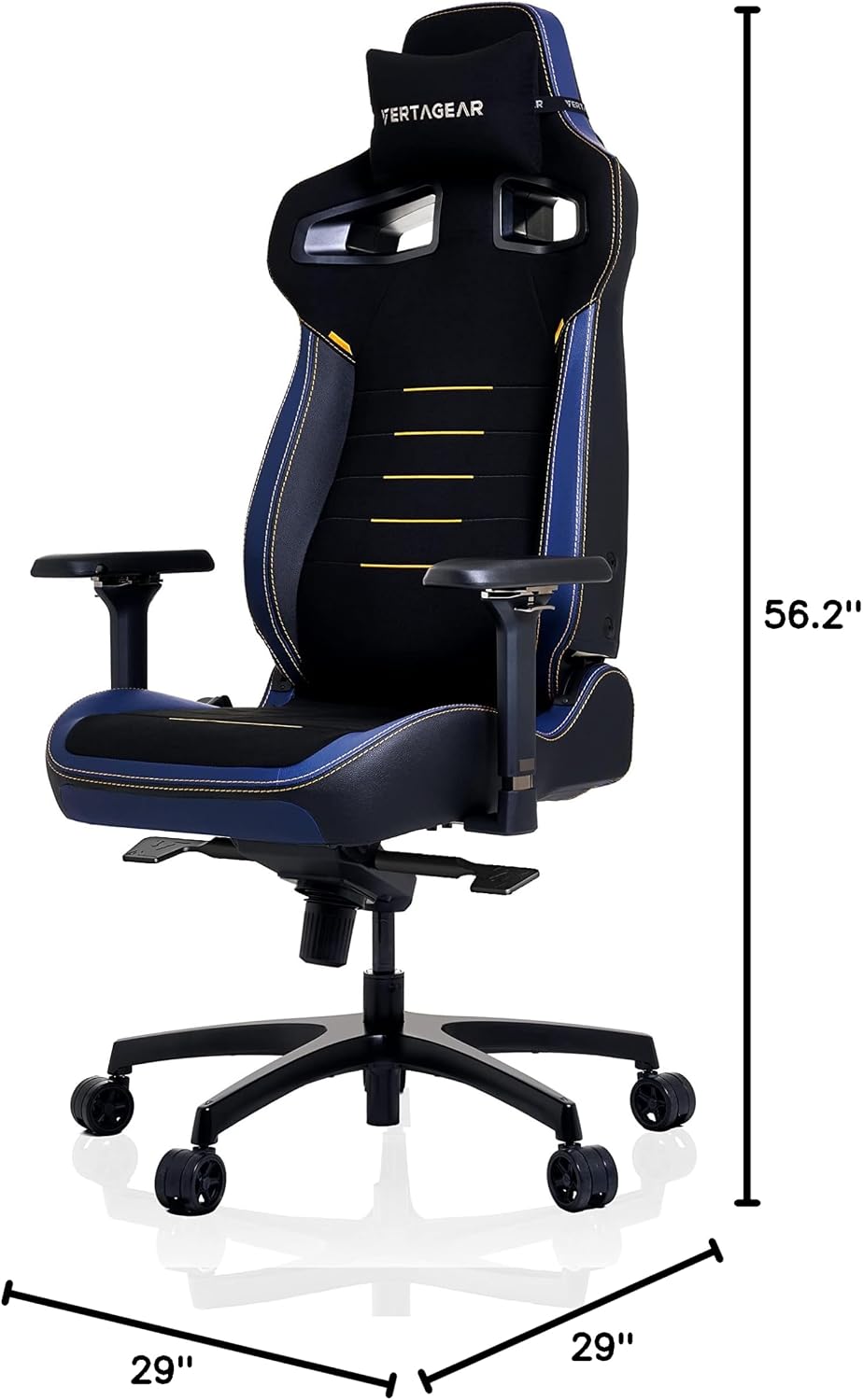 Vertagear PL4800 Ergonomic Big & Tall Gaming Chair Featuring ContourMax Lumbar & VertaAir Seat Systems - RGB LED Kits Upgradeable - Midnight Blue