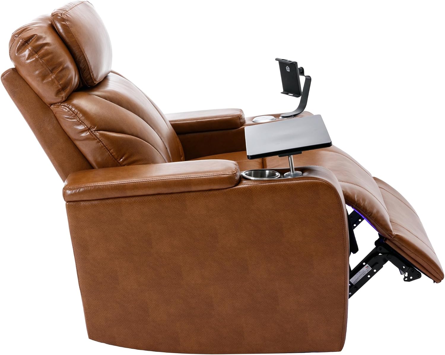 Merax Power Motion Recliner with USB Charging Port and Hidden Arm Storage, Home Theater Seating with Convenient Cup Holder Design,and Stereo(Light Brown)