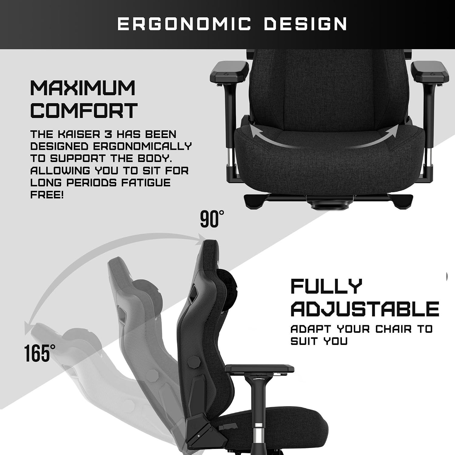 Anda Seat Kaiser 3 Large Gaming Chair for Adults - Ergonomic White PVC Leather Gaming Seat with Lumbar Support, Comfortable Office Chair with Neck Support - Heavy Duty Wide Computer Seat