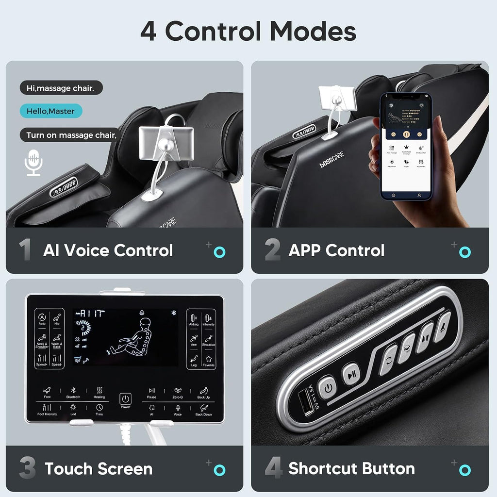2026 Massage Chair Full Body, AI APP Control Shiatsu Zero Gravity Massage Chair with Foot Roller, Back Calf Heated, Bluetooth Speaker, Relaxing Massaging Recliner for Friend Family