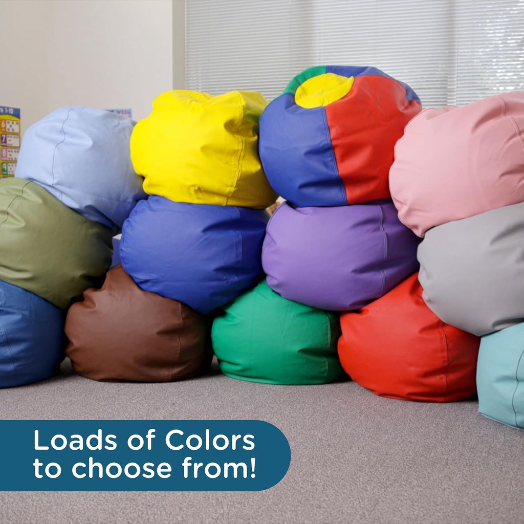 Children's Factory 26' Round Bean Bag, Bean Bag Chair with Water-Resistant Cover for Kids, Flexible Seating for Classroom Elementary, Easy to Clean, Blue