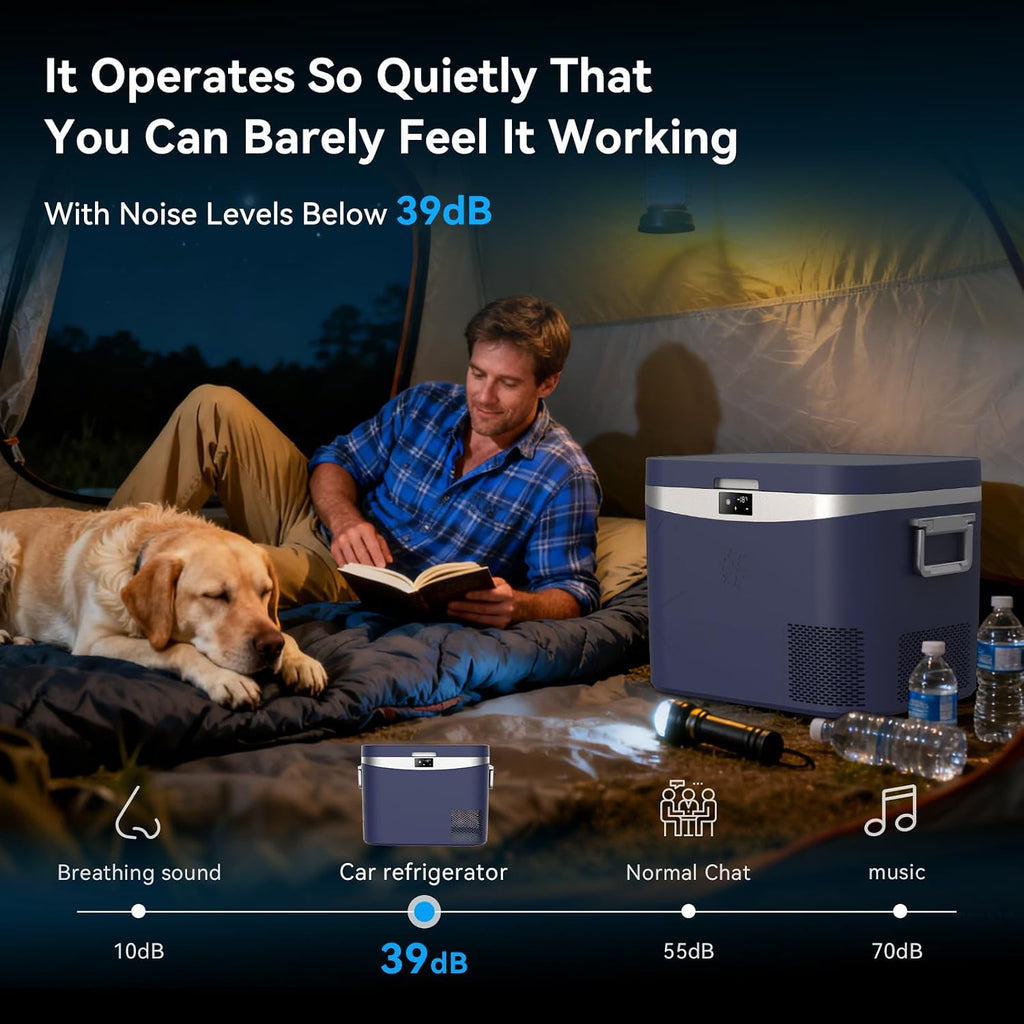 Megiu Car Refrigerator, Portable Car Fridge 12V Refrigerator 19 Quart (18 Liter) Freezer Compressor Cooler 12V/24V DC 110～240 V AC for Outdoor, Camping, Travel, Home Use -0.4℉~+59℉ (Blue)