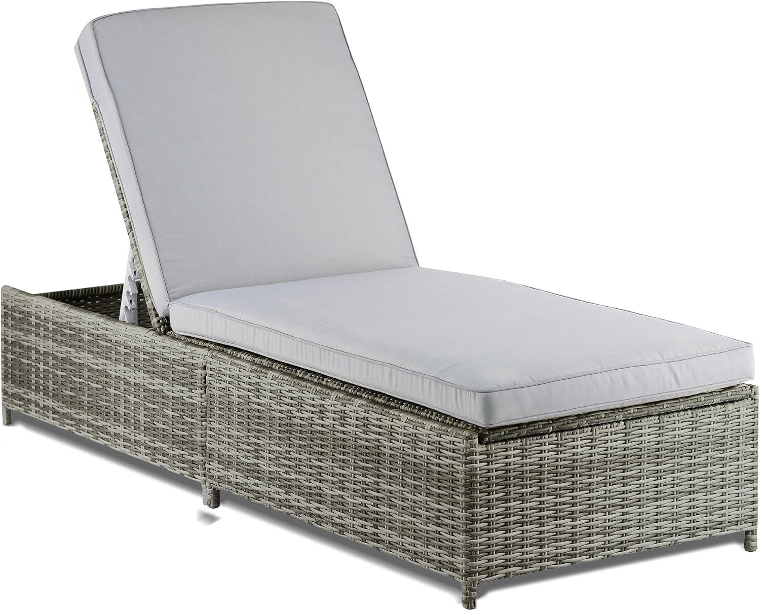 Elle Decor Vallauris Patio Outdoor Furniture Collection, Premium All Weather Wicker, Storage Chaise Lounge, Gray