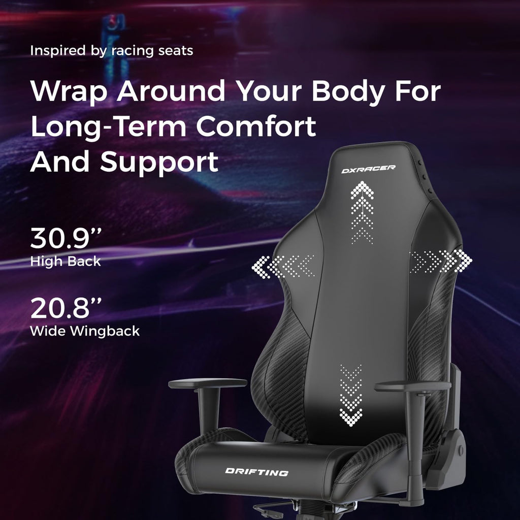 DXRacer Drifting XL Ergonomic Video Computer Gaming Chair with Lumbar Support and Headrest, Racing Style Height Adjustable (EPU Leatherette, Black Red)