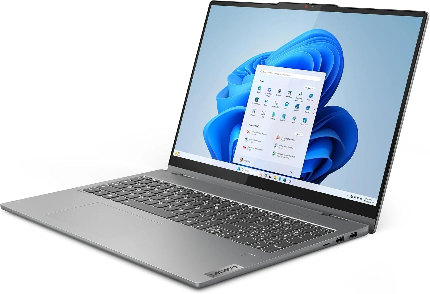 Lenovo IdeaPad 5 2-in-1 with AMD Ryzen 7 8845HS Processor, 16' WUXGA Touchscreen Display, 16GB LPDDR5X RAM, 2TB SSD, Backlit KB, Wi-Fi6, FP Reader, Windows 11, Luna Grey, w/2TB USB Drive, W/GaLiMu