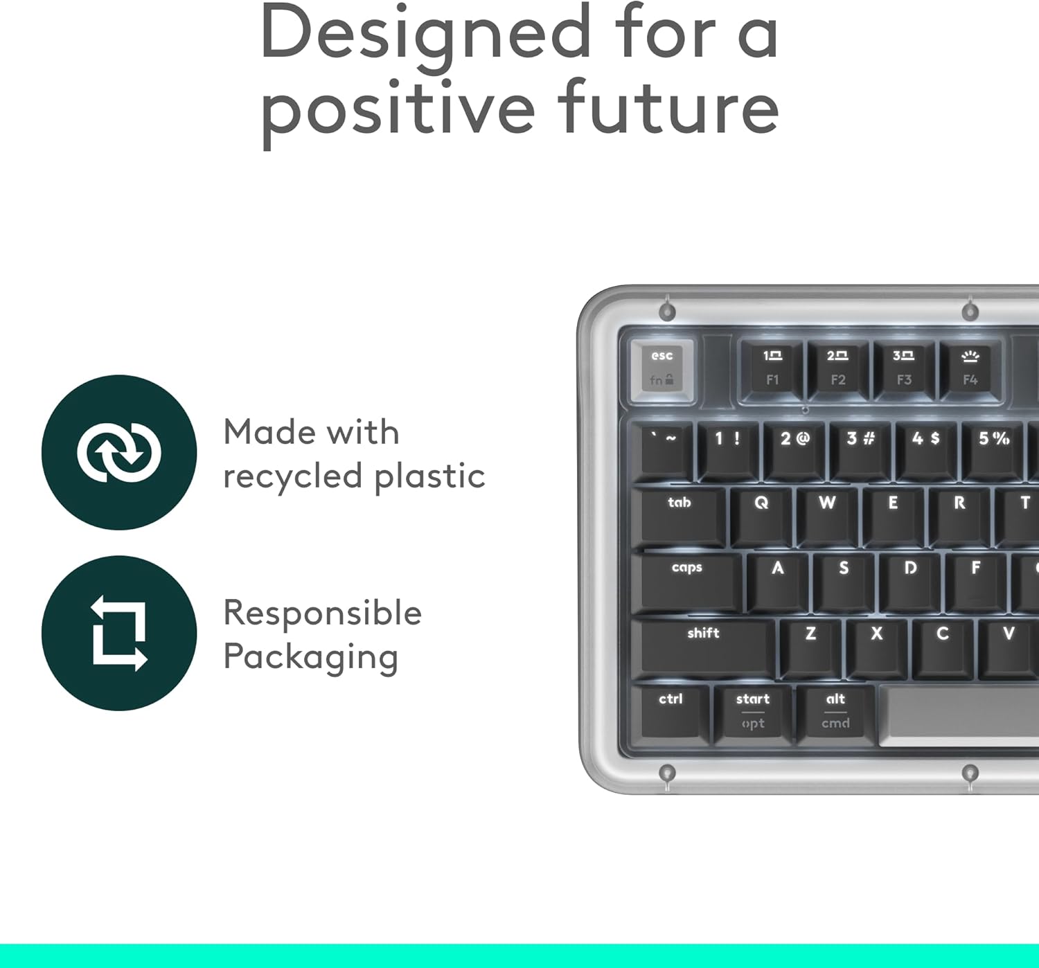 Logitech Alto Keys K98M Wireless Mechanical Clicky Keyboard, Customizable Keyboard with Vibration Absorbing Gasket, Backlit Keys, Bluetooth, USB-C Charging, for PC, Mac, Laptops - Graphite