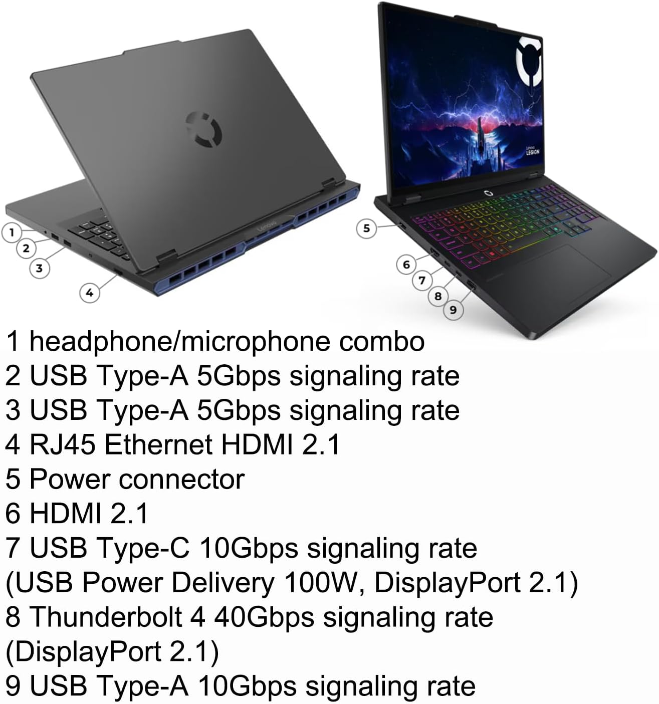 Lenovo Legion 5 Gaming AI Laptop 16' WQXGA 2560x1600 240Hz (100% DCI-P3, 500nits) Intel 24-core Ultra 9 275HX 32GB RAM 4TB SSD GeForce RTX 5060 (Up to 572 AI Tops) RGB Backlit Harman Win11 ICP Hub