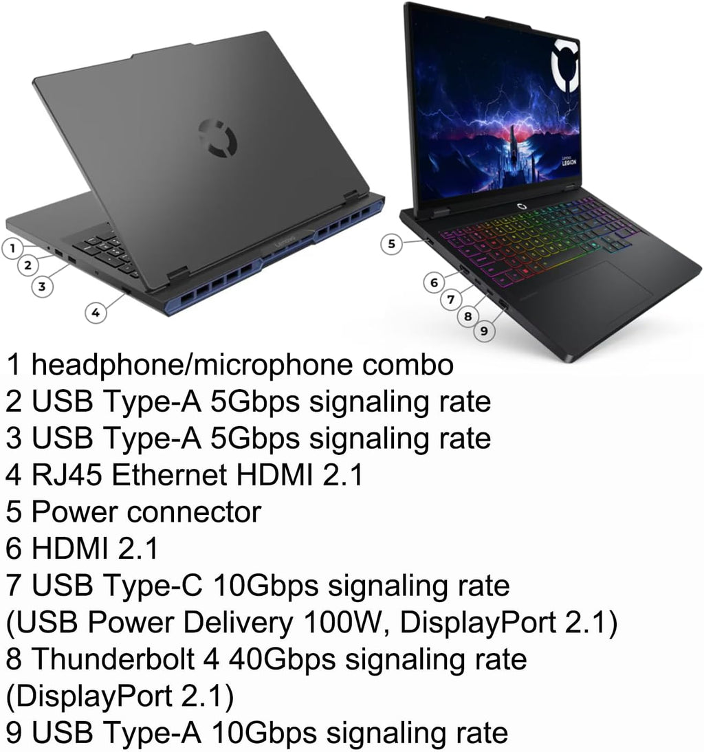 Lenovo Legion 5 Gaming AI Laptop 16' WQXGA 2560x1600 240Hz (100% DCI-P3, 500nits) Intel 24-core Ultra 9 275HX 64GB RAM 4TB SSD GeForce RTX 5060 (Up to 572 AI Tops) RGB Backlit Harman Win11 ICP Hub