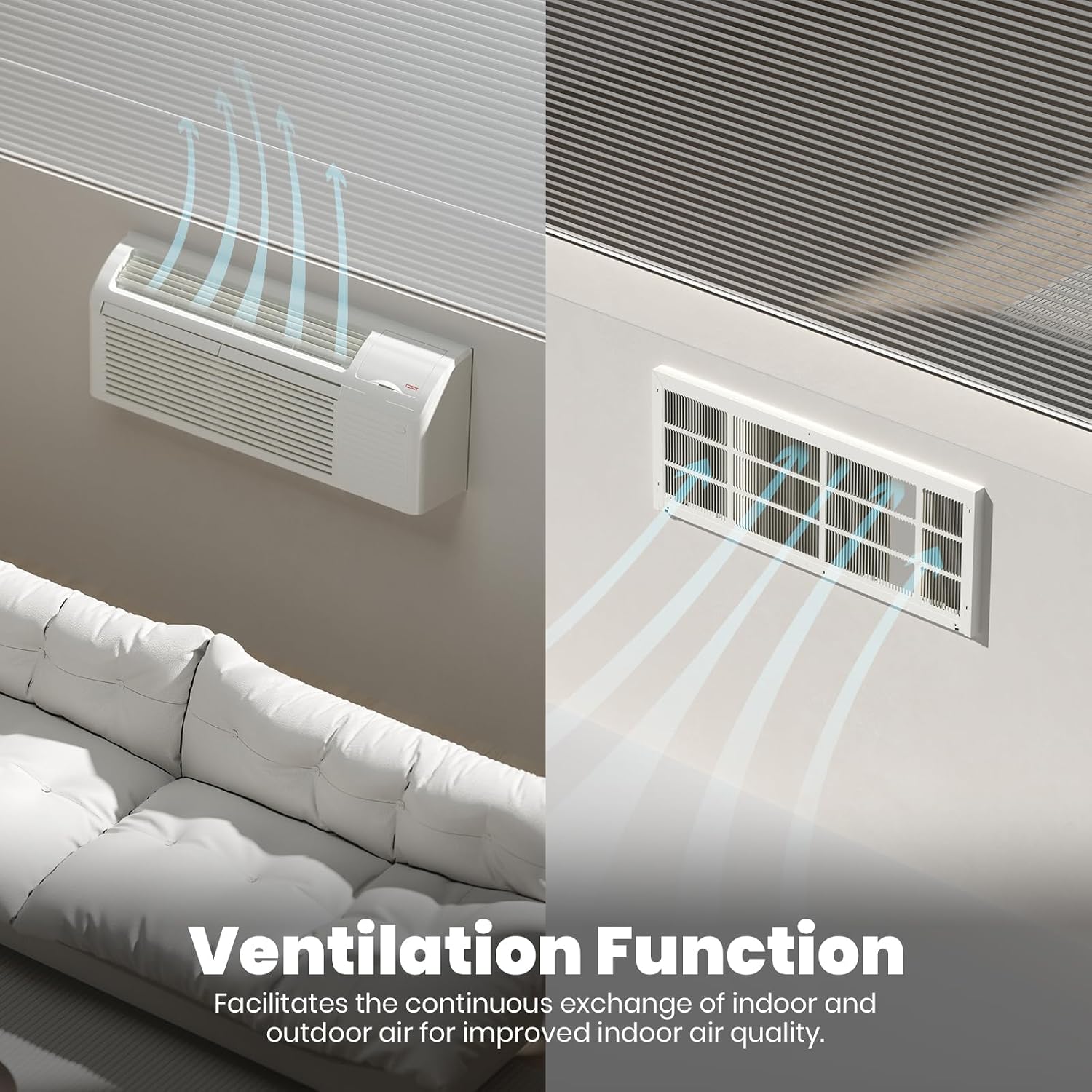TOSOT 15,000 BTU PTAC Heating and Cooling, Inverter Packaged Terminal Air Conditioner with Heat Pump and 3.5 kW Electric Heater, Ventilation, Works in 20 to 115℉, 11.6 COP, R32 Refrigerant, 230V