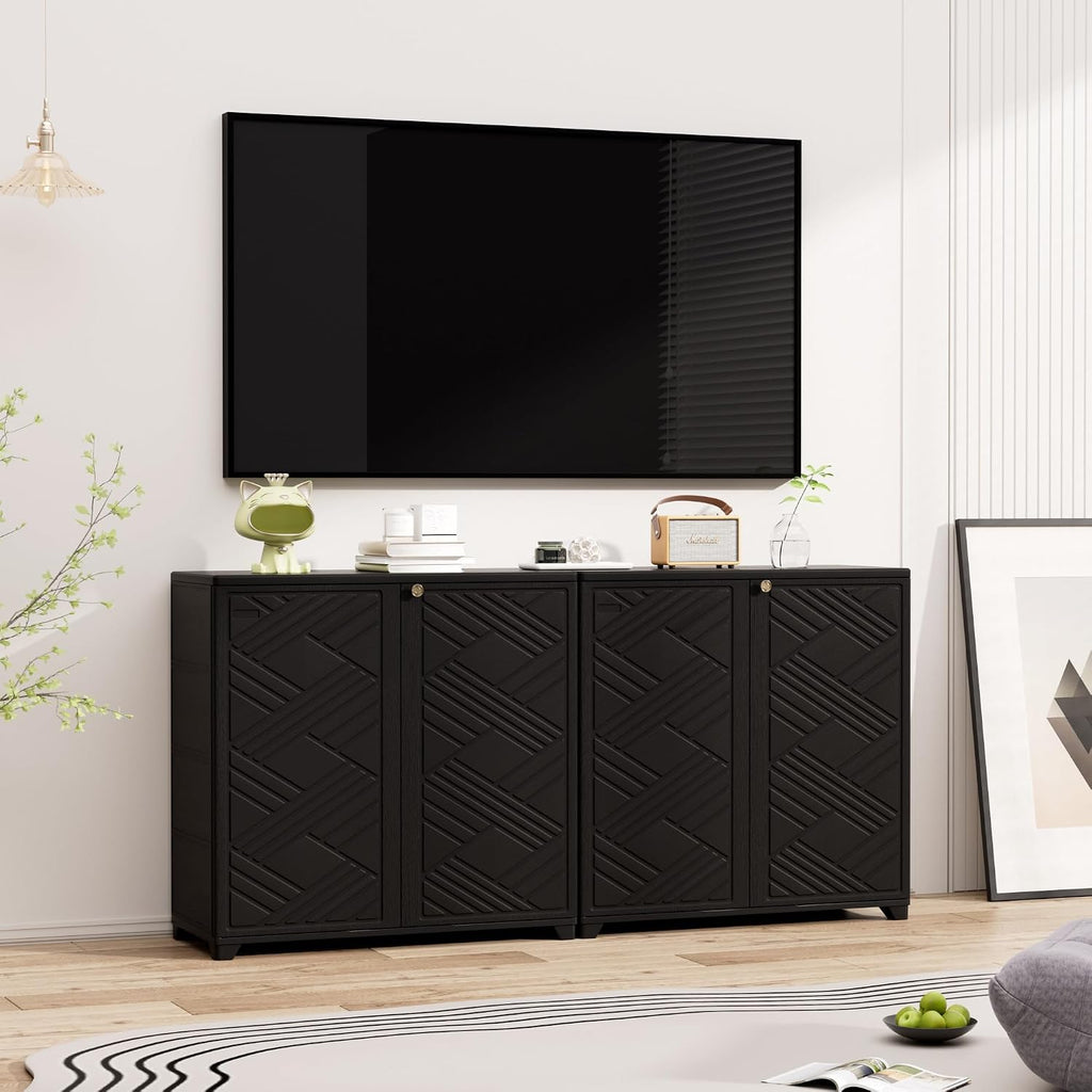 Mrosaa Outdoor/Indoor Storage Box,Resin and Plastic Storage Cabinet Waterproof,Outdoor Cabinet for Patio/Garden/Balcony/Backyard/All Room(with 2 Shelves)-Black
